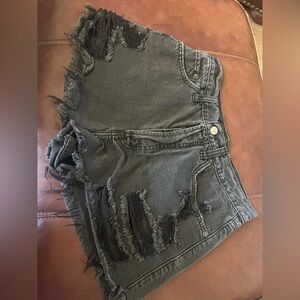 Abercrombie & Fitch Charcoal Jean Shorts Button Fly